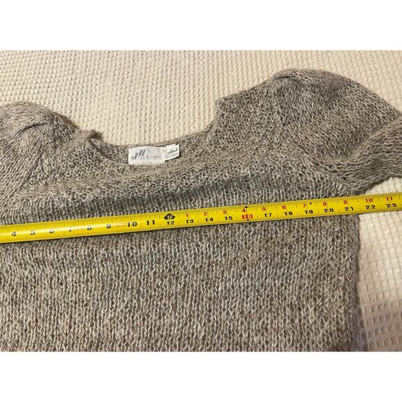 VTG JH Collectibles Hand Knitted Gray Wool Blend Puff 3/4 Sleeve Sweater Medium - Picture 8 of 12